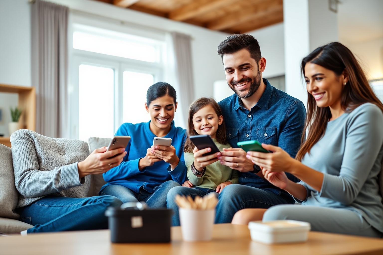 Familia conectada con Movistar